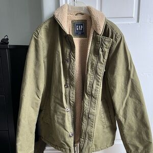 GAP Olive Green Jacket with Sherpa Lining
